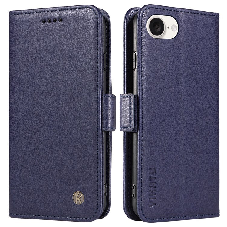 YIKATU YK-003 For iPhone 16e Case Leather Wallet Phone Cover Mobile Accessories Wholesale - Sapphire