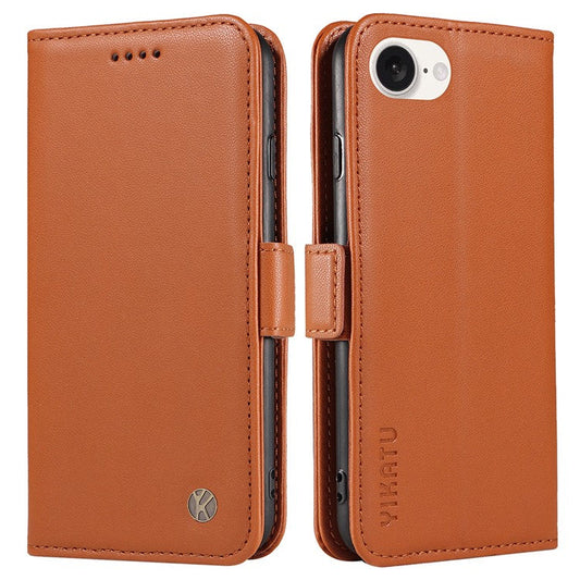 YIKATU YK-003 For iPhone 16e Case Leather Wallet Phone Cover Mobile Accessories Wholesale - Brown