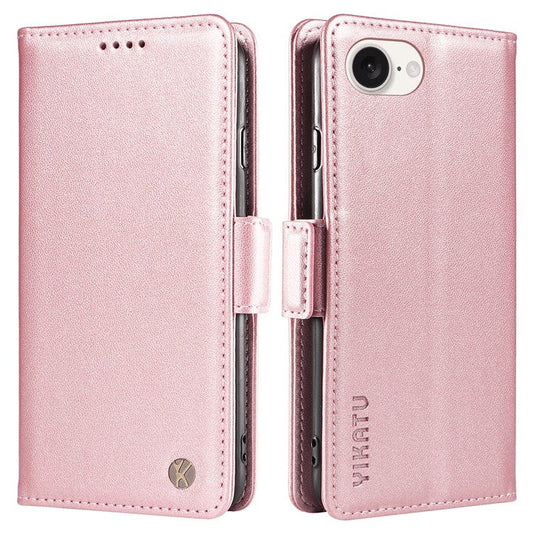 YIKATU YK-003 For iPhone 16e Case Leather Wallet Phone Cover Mobile Accessories Wholesale - Rose Gold
