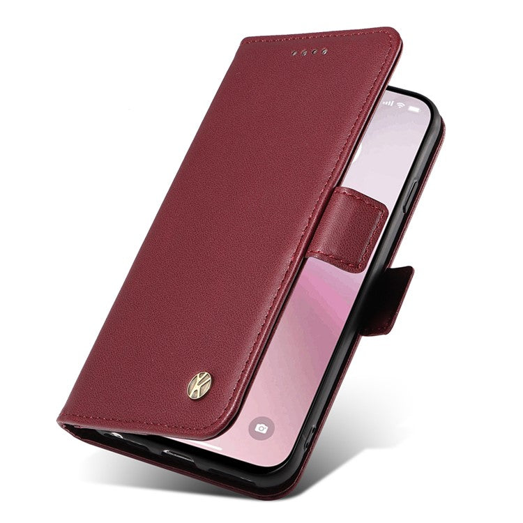 YIKATU YK-003 For iPhone 16e Case Leather Wallet Phone Cover Mobile Accessories Wholesale - Wine Red