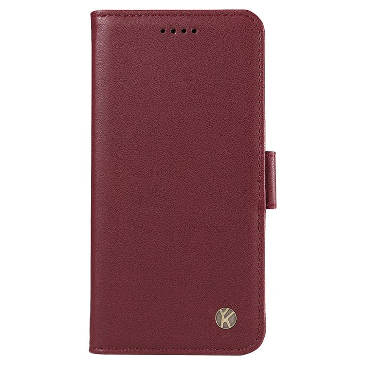 YIKATU YK-003 For iPhone 16e Case Leather Wallet Phone Cover Mobile Accessories Wholesale - Wine Red
