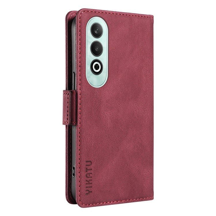 YIKATU YK-005 For OnePlus Nord CE4 5G Case Leather Folio Flip Stand Protective Phone Cover - Wine Red