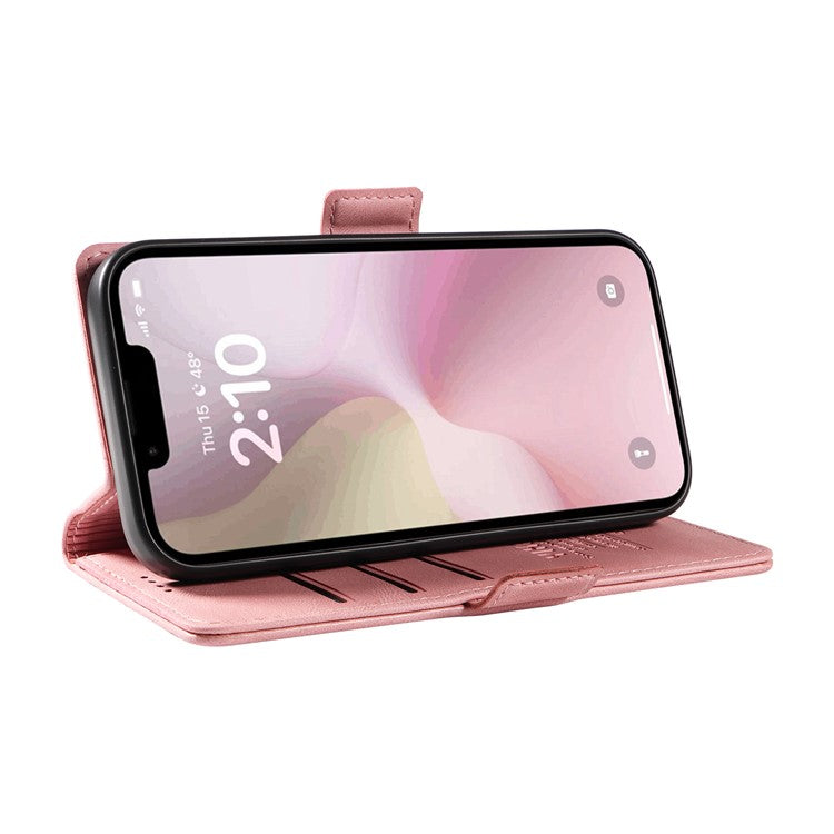 YIKATU YK-005 For iPhone 16e Case Skin-Touch Leather Stand Card Slots Phone Cover - Pink