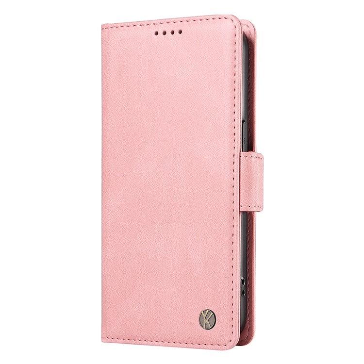 YIKATU YK-005 For iPhone 16e Case Skin-Touch Leather Stand Card Slots Phone Cover - Pink