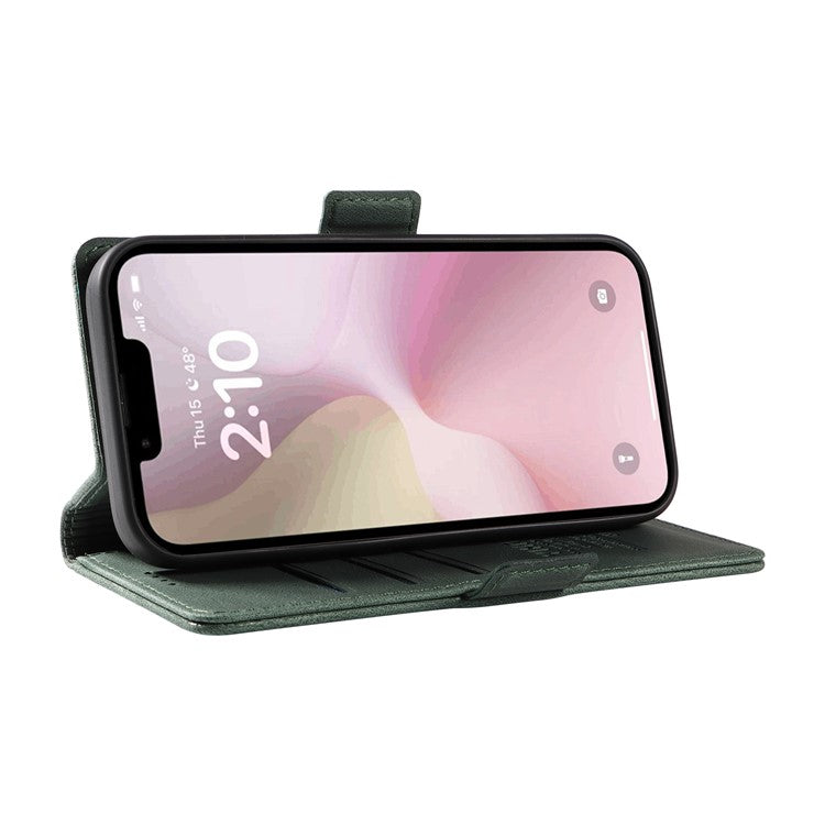 YIKATU YK-005 For iPhone 16e Case Skin-Touch Leather Stand Card Slots Phone Cover - Green