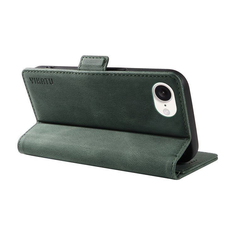 YIKATU YK-005 For iPhone 16e Case Skin-Touch Leather Stand Card Slots Phone Cover - Green