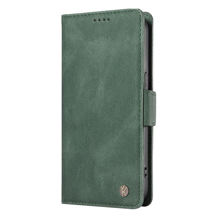 YIKATU YK-005 For iPhone 16e Case Skin-Touch Leather Stand Card Slots Phone Cover - Green