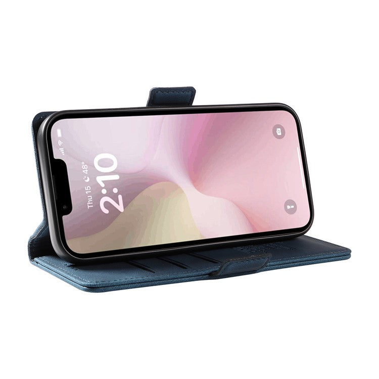 YIKATU YK-005 For iPhone 16e Case Skin-Touch Leather Stand Card Slots Phone Cover - Blue