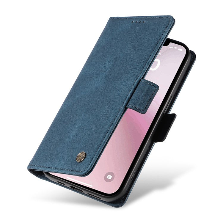 YIKATU YK-005 For iPhone 16e Case Skin-Touch Leather Stand Card Slots Phone Cover - Blue