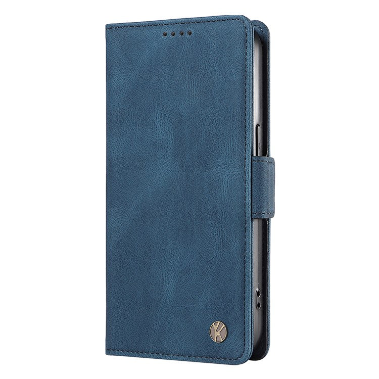 YIKATU YK-005 For iPhone 16e Case Skin-Touch Leather Stand Card Slots Phone Cover - Blue