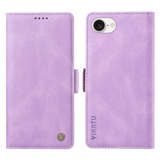 YIKATU YK-005 For iPhone 16e Case Skin-Touch Leather Stand Card Slots Phone Cover - Purple