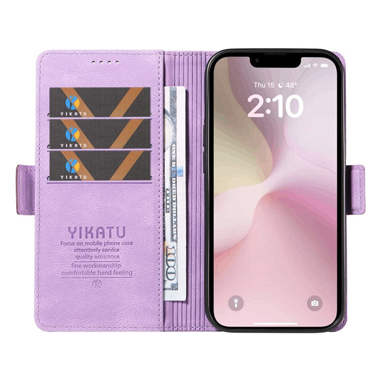 YIKATU YK-005 For iPhone 16e Case Skin-Touch Leather Stand Card Slots Phone Cover - Purple