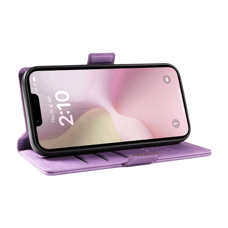 YIKATU YK-005 For iPhone 16e Case Skin-Touch Leather Stand Card Slots Phone Cover - Purple