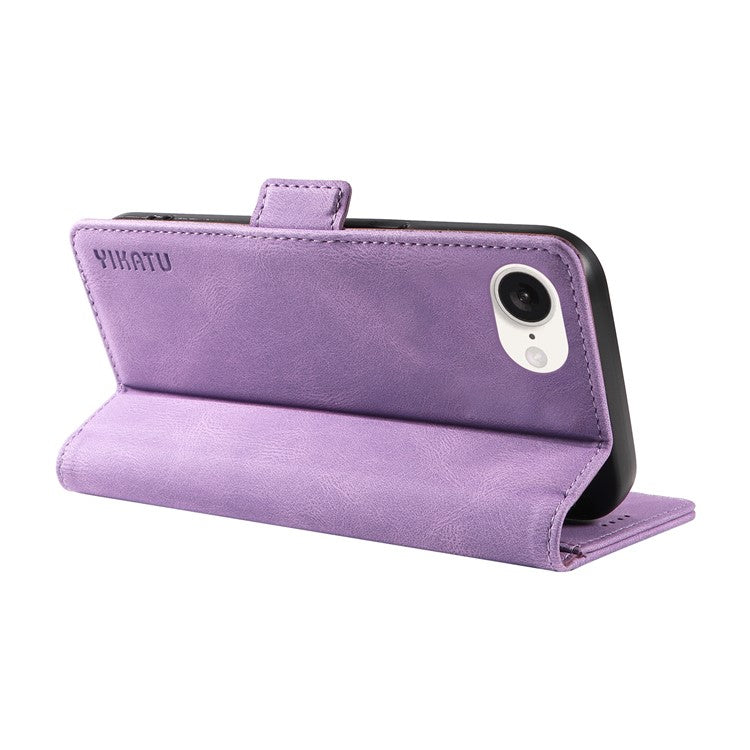 YIKATU YK-005 For iPhone 16e Case Skin-Touch Leather Stand Card Slots Phone Cover - Purple
