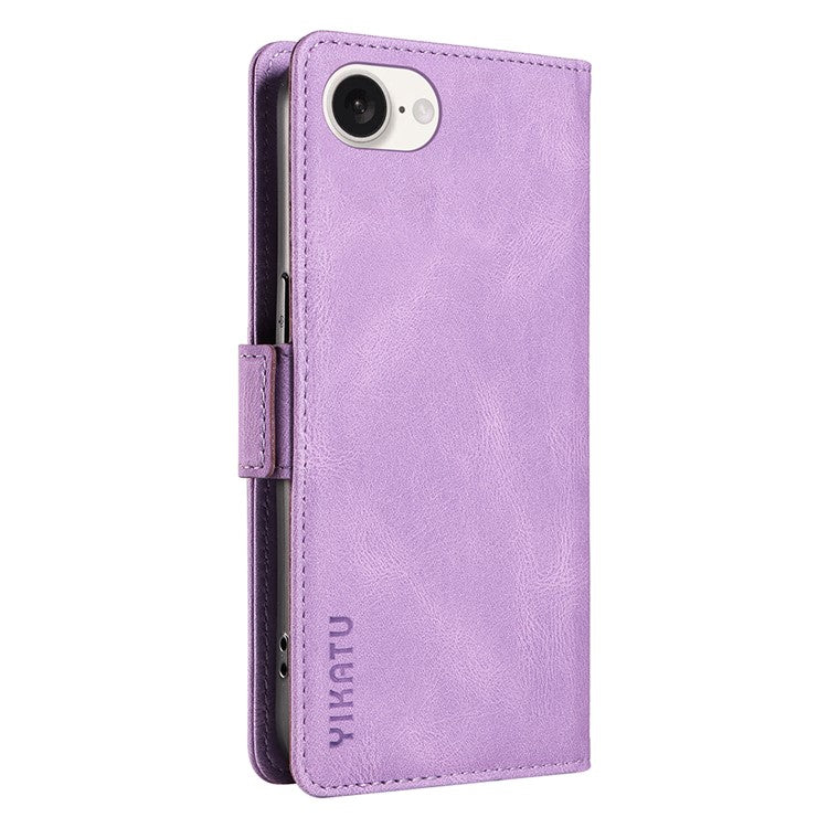 YIKATU YK-005 For iPhone 16e Case Skin-Touch Leather Stand Card Slots Phone Cover - Purple