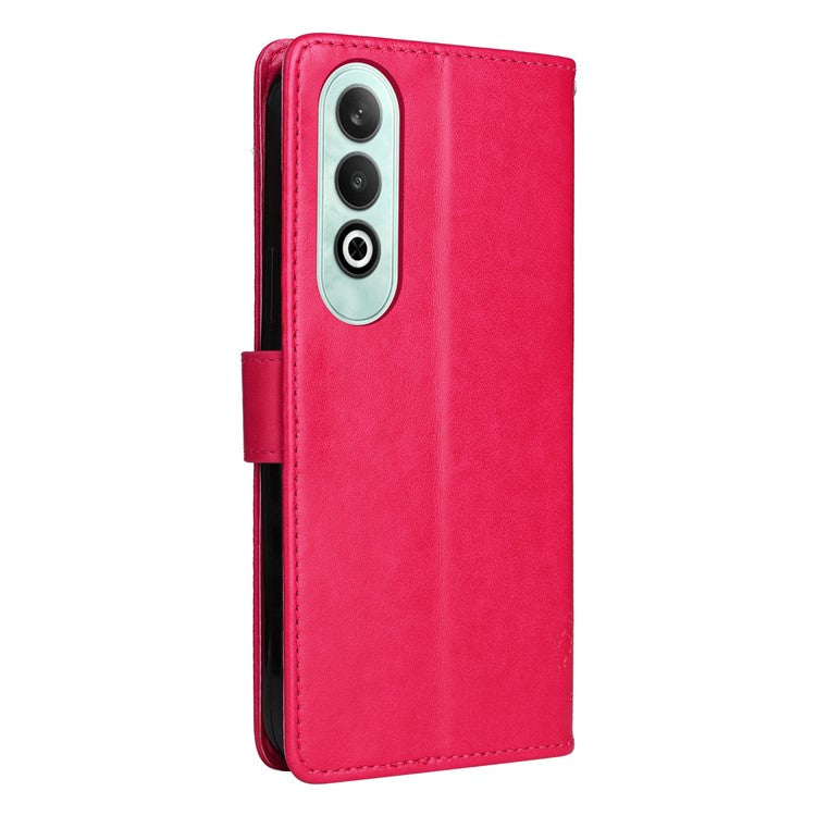 KT Imprinting Flower Series-3 For OnePlus Nord CE4 5G Wallet Case Tree Pattern Leather Phone Stand Cover - Rose