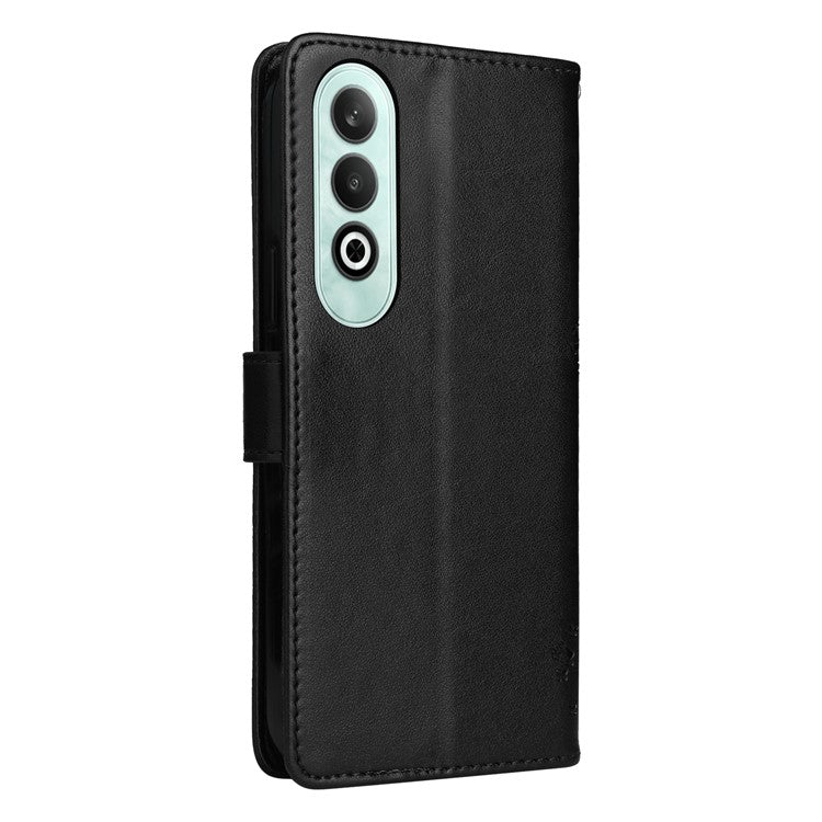 KT Imprinting Flower Series-3 For OnePlus Nord CE4 5G Wallet Case Tree Pattern Leather Phone Stand Cover - Black