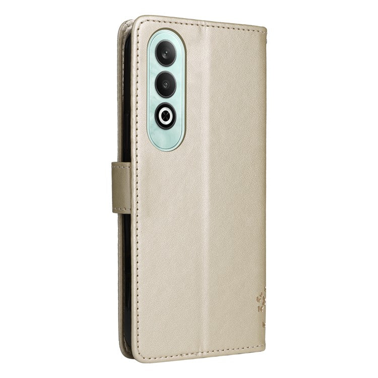 KT Imprinting Flower Series-3 For OnePlus Nord CE4 5G Wallet Case Tree Pattern Leather Phone Stand Cover - Gold