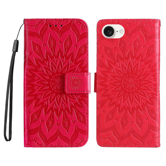 For iPhone 16e Case PU Leather Wallet Stand Protective Cover - Red