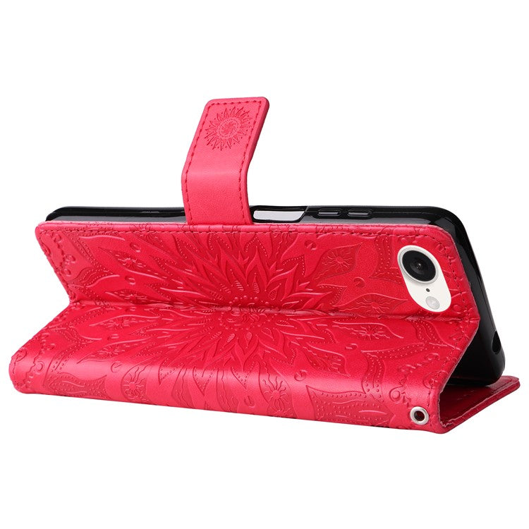 For iPhone 16e Case PU Leather Wallet Stand Protective Cover - Red