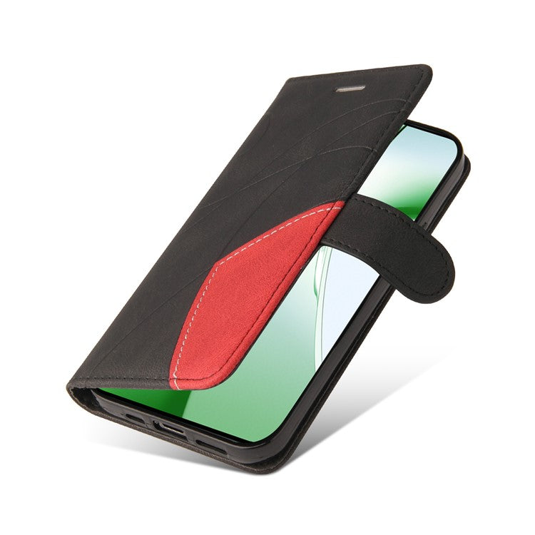 KT Leather Series-1 For OnePlus Nord CE4 5G Flip Wallet Case PU Leather Dual Color Splicing Phone Cover - Black