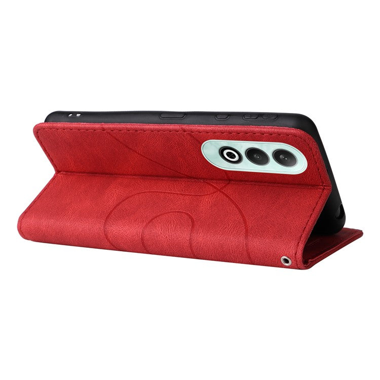 KT Leather Series-1 For OnePlus Nord CE4 5G Flip Wallet Case PU Leather Dual Color Splicing Phone Cover - Red