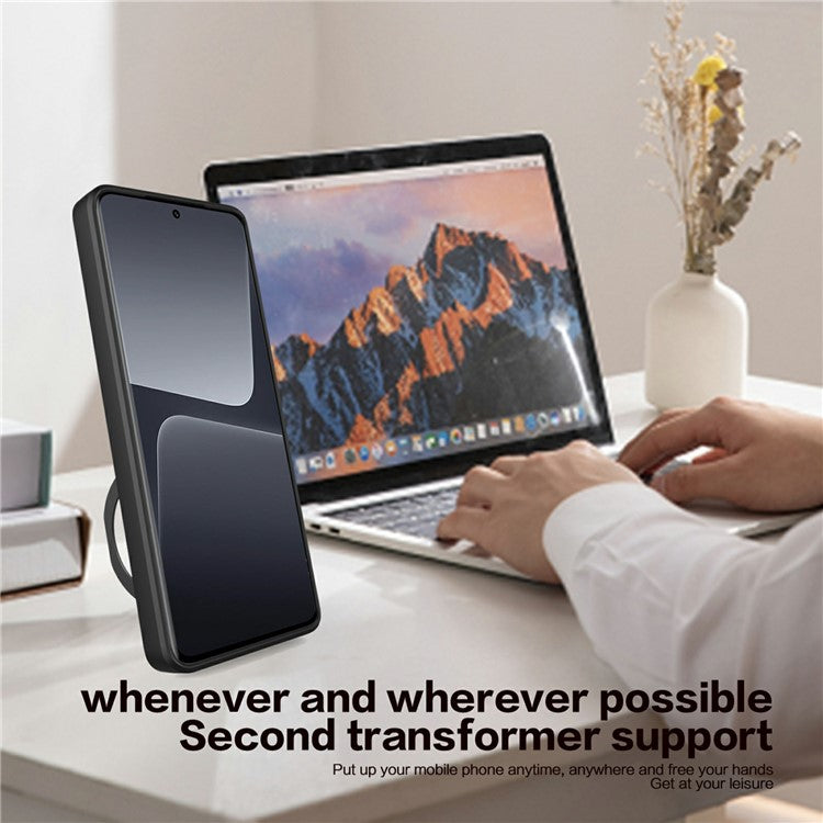 For TECNO Camon 20 Pro 5G Case Rotating Kickstand TPU+PC Phone Cover Slide Lens Protection - Red