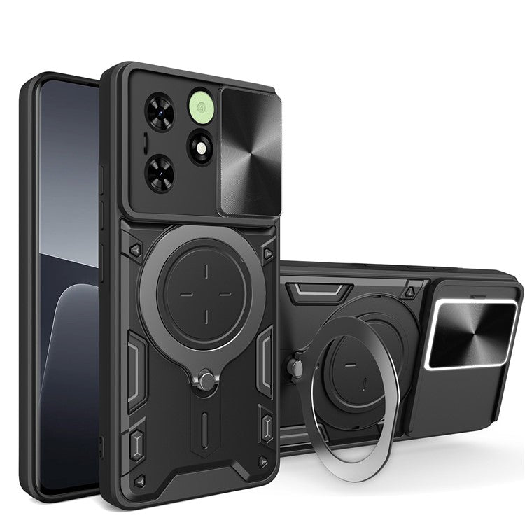 For TECNO Spark Go 2024 4G / Spark 20 / Spark 20C / Pop 8 Case Kickstand Cover (With Flash Light Hole) - Black