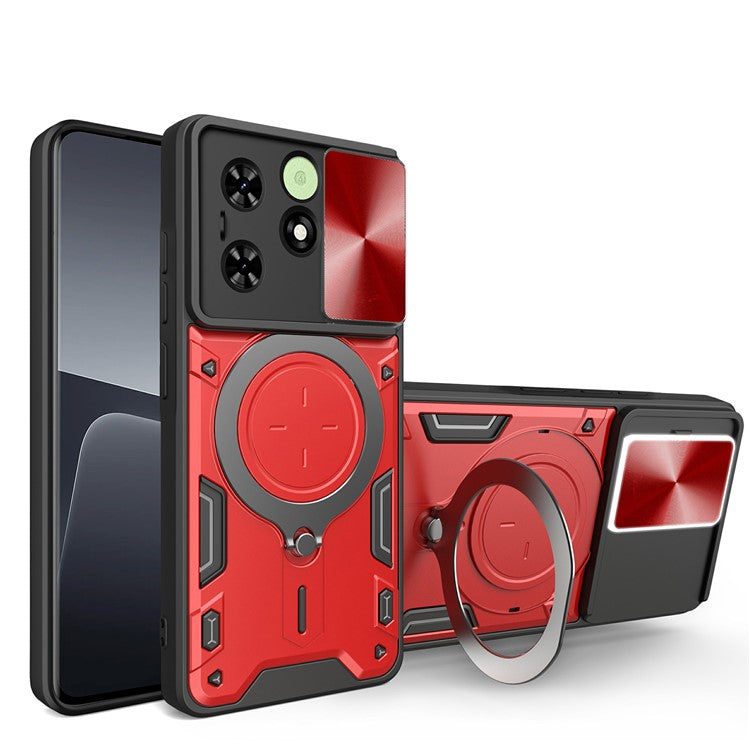 For TECNO Spark Go 2024 4G / Spark 20 / Spark 20C / Pop 8 Case Kickstand Cover (With Flash Light Hole) - Red