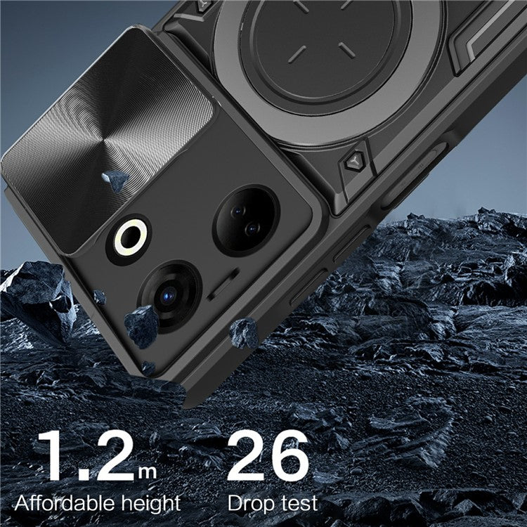 For TECNO Camon 20 4G / 20 Pro 4G Case Kickstand TPU+PC Slim Phone Cases with Slide Lens Lid - Blue