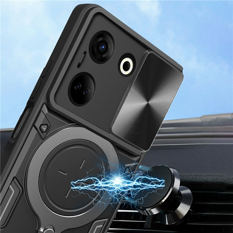 For TECNO Camon 20 4G / 20 Pro 4G Case Kickstand TPU+PC Slim Phone Cases with Slide Lens Lid - Blue