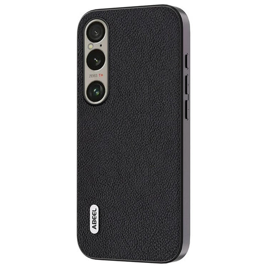ABEEL For Sony Xperia 1 VI Litchi Textured Anti-scratch Cowhide Leather Coated TPU+PC Phone Cover - Black
