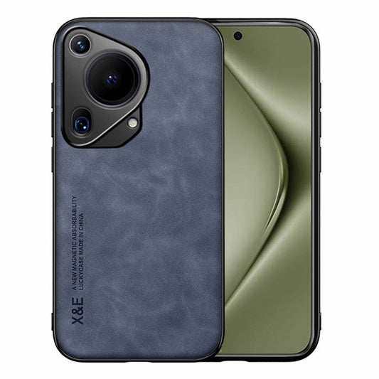 X&E For Huawei Pura 70 Ultra Case Leather+PC+TPU Phone Cover Used with Car Magnetic Mount - Blue