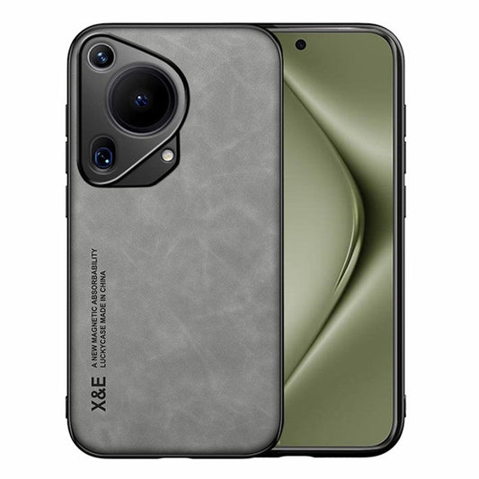 X&E For Huawei Pura 70 Ultra Case Leather+PC+TPU Phone Cover Used with Car Magnetic Mount - Light Grey
