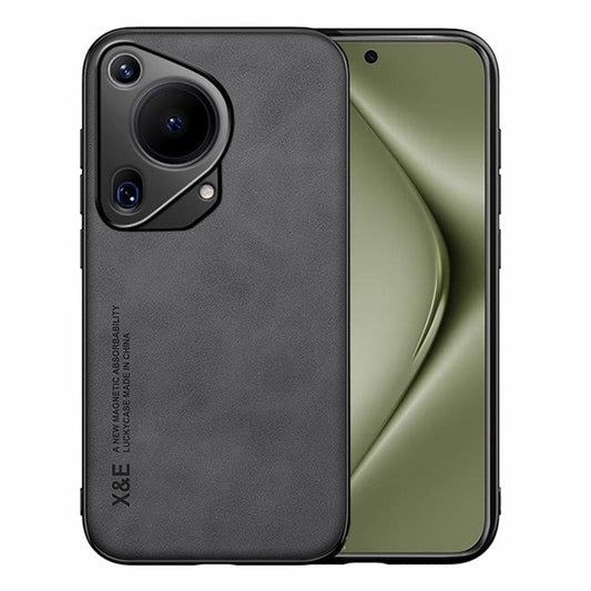 X&E For Huawei Pura 70 Ultra Case Leather+PC+TPU Phone Cover Used with Car Magnetic Mount - Dark Grey