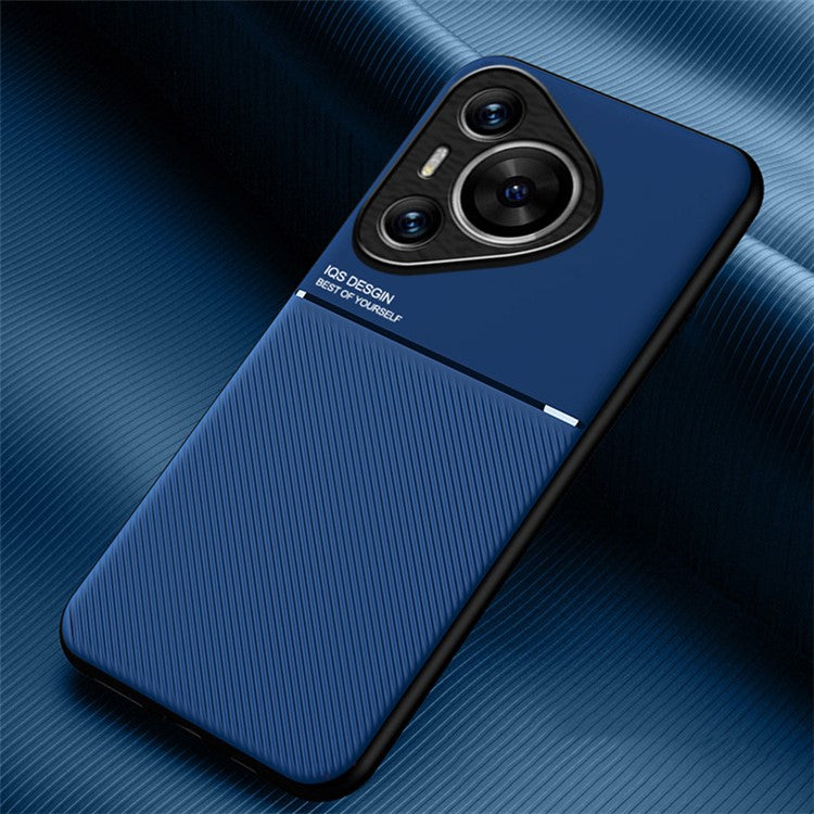 For Huawei Pura 70 Case PU Leather+PC+TPU Phone Cover Fits Magnetic Car Mount - Blue
