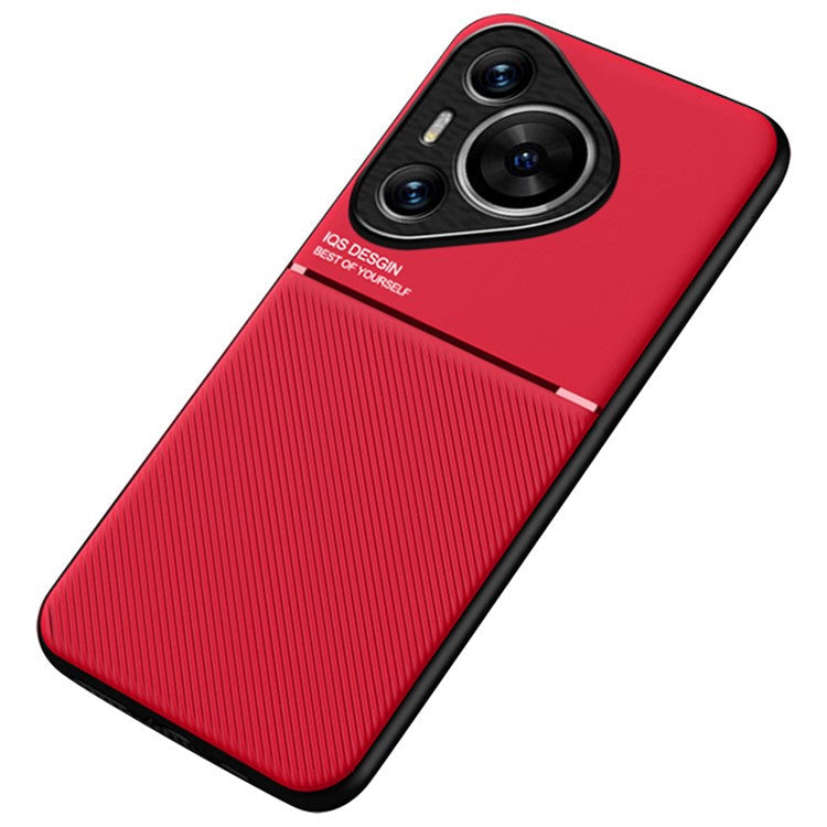 For Huawei Pura 70 Case PU Leather+PC+TPU Phone Cover Fits Magnetic Car Mount - Red