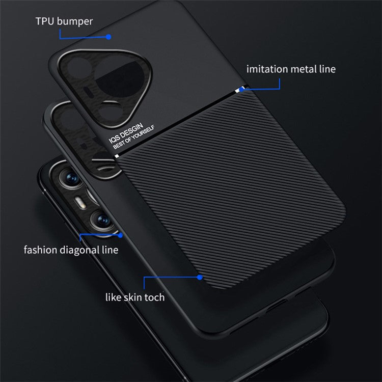 For Huawei Pura 70 Case PU Leather+PC+TPU Phone Cover Fits Magnetic Car Mount - Red