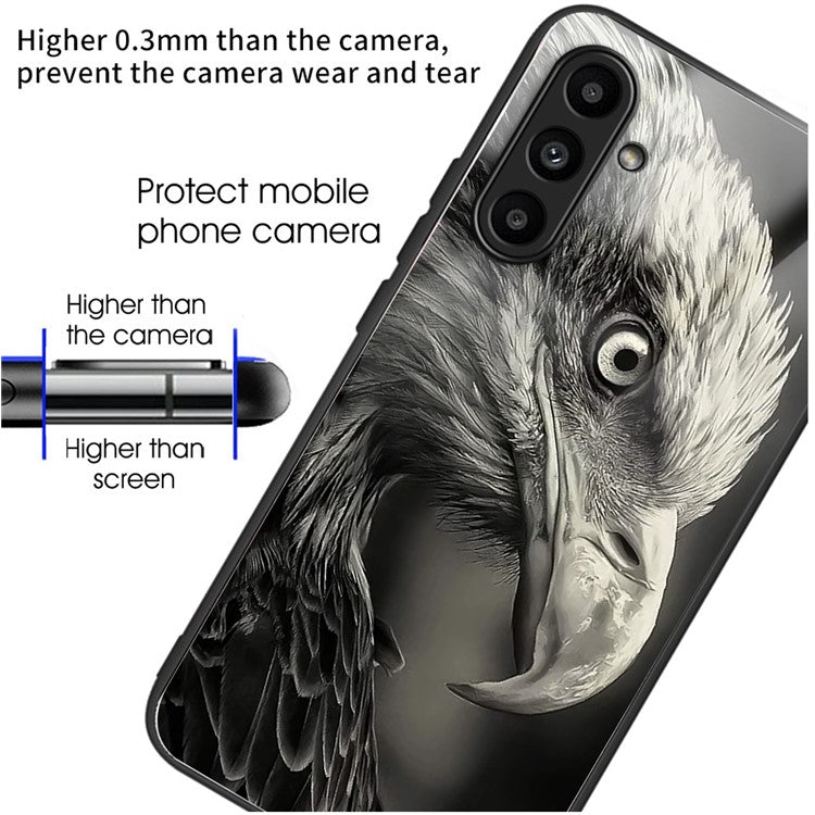 For Samsung Galaxy S23 FE Case Pattern Print TPU+Tempered Glass Phone Cover - Eagle