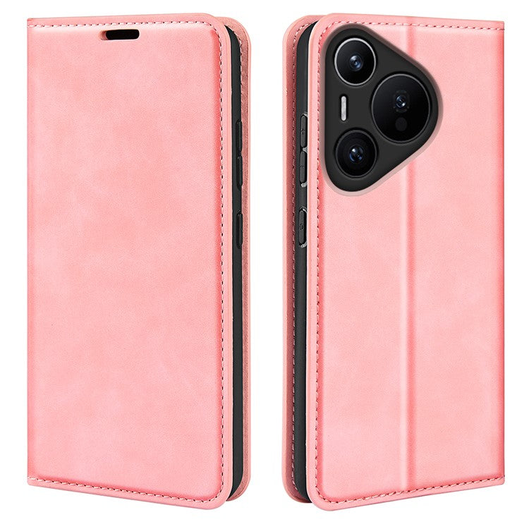 For Huawei Pura 70 Case PU Leather Wallet Folio Flip Phone Cover - Pink