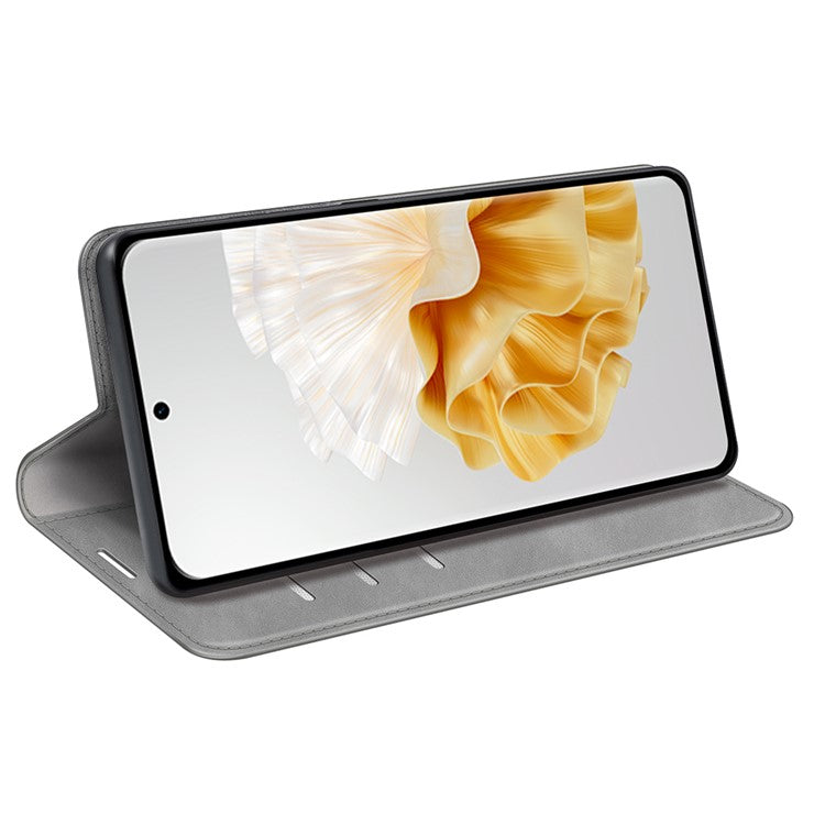 For Huawei Pura 70 Case PU Leather Wallet Folio Flip Phone Cover - Grey