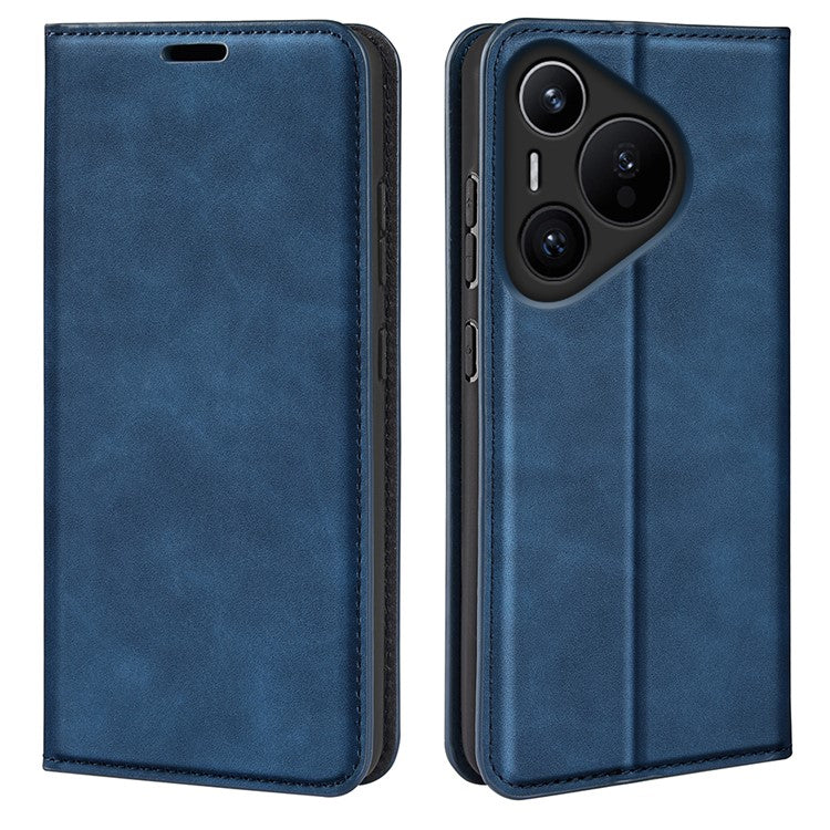 For Huawei Pura 70 Case PU Leather Wallet Folio Flip Phone Cover - Blue