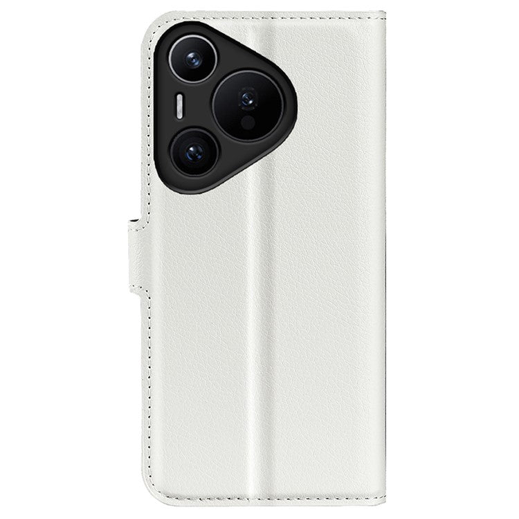 For Huawei Pura 70 Wallet Case with Card Holder Litchi Texture Leather Phone Cover - White