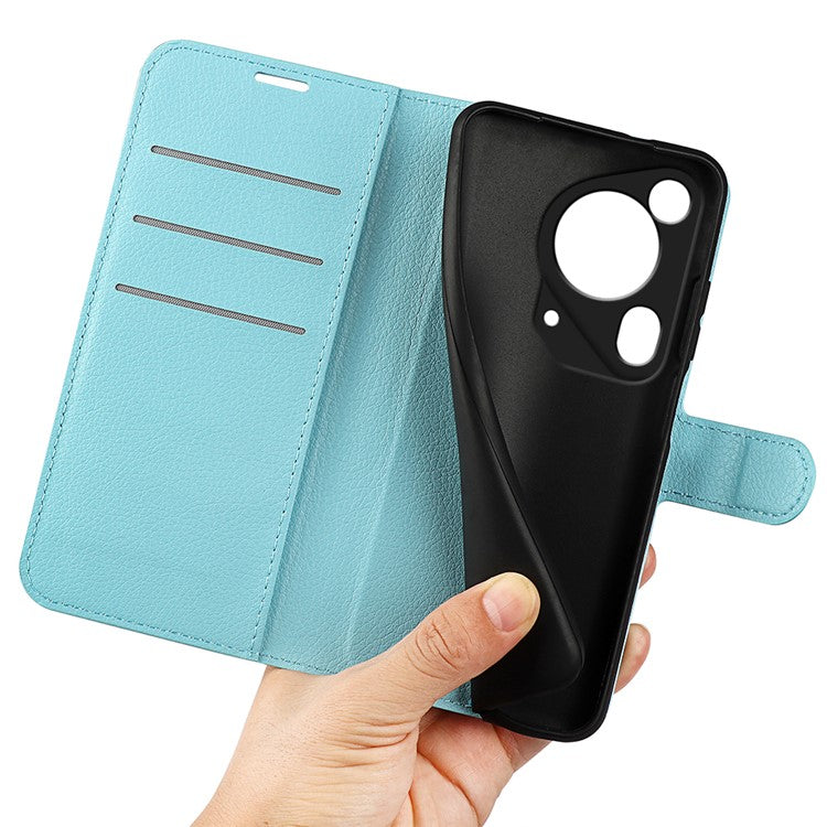 For Huawei Pura 70 Ultra Case Litchi Texture Leather Folio Flip Wallet Phone Cover - Blue