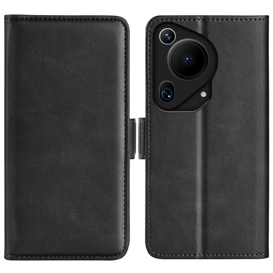 For Huawei Pura 70 Ultra Case Calf Texture Wallet Card Slots Leather Phone Cover - Black