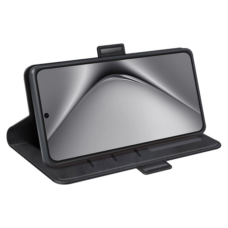 For Huawei Pura 70 Ultra Case Calf Texture Wallet Card Slots Leather Phone Cover - Black