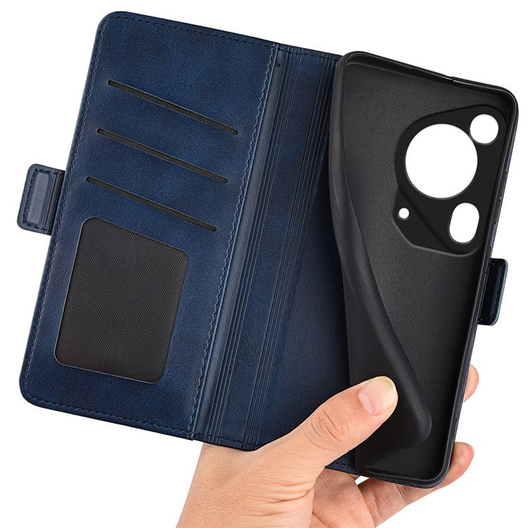 For Huawei Pura 70 Ultra Case Calf Texture Wallet Card Slots Leather Phone Cover - Blue