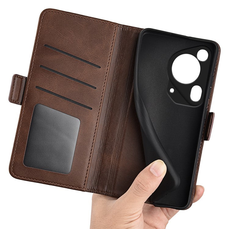 For Huawei Pura 70 Ultra Case Calf Texture Wallet Card Slots Leather Phone Cover - Brown