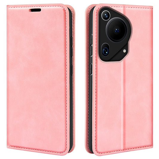For Huawei Pura 70 Ultra Case Magnetic Absorption PU Leather Stand Phone Cover - Pink