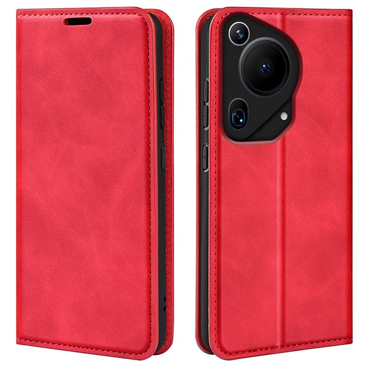 For Huawei Pura 70 Ultra Case Magnetic Absorption PU Leather Stand Phone Cover - Red